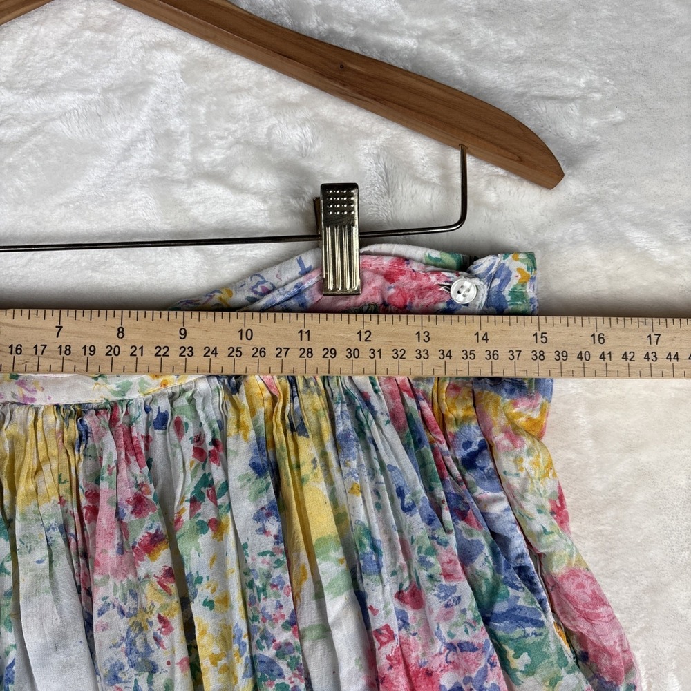 VTG Phool M Ombre Pastel Floral Indian Midi Skirt Flowy Festival Hippie 80s 90s - Picture 3 of 9